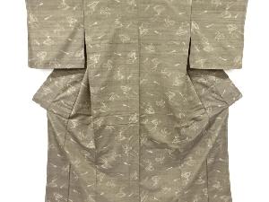 未使用品 仕立て上がり 扇模様織り出し手織り紬着物